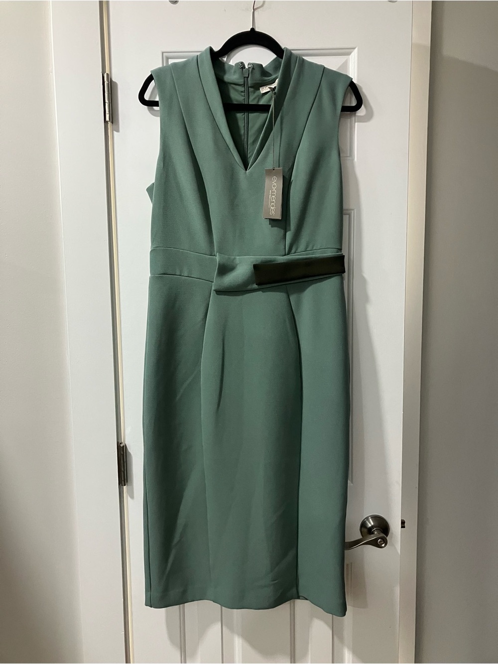 Eva Mendes Dress Green Sheath Sz 8